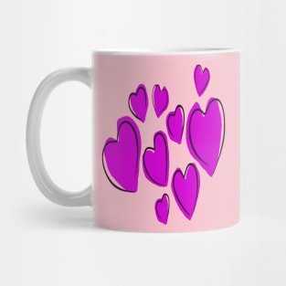 Cute Hearts Hand Drawn Bold Pink Romantic Doodle Mug